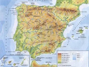 Mapa físico de España.